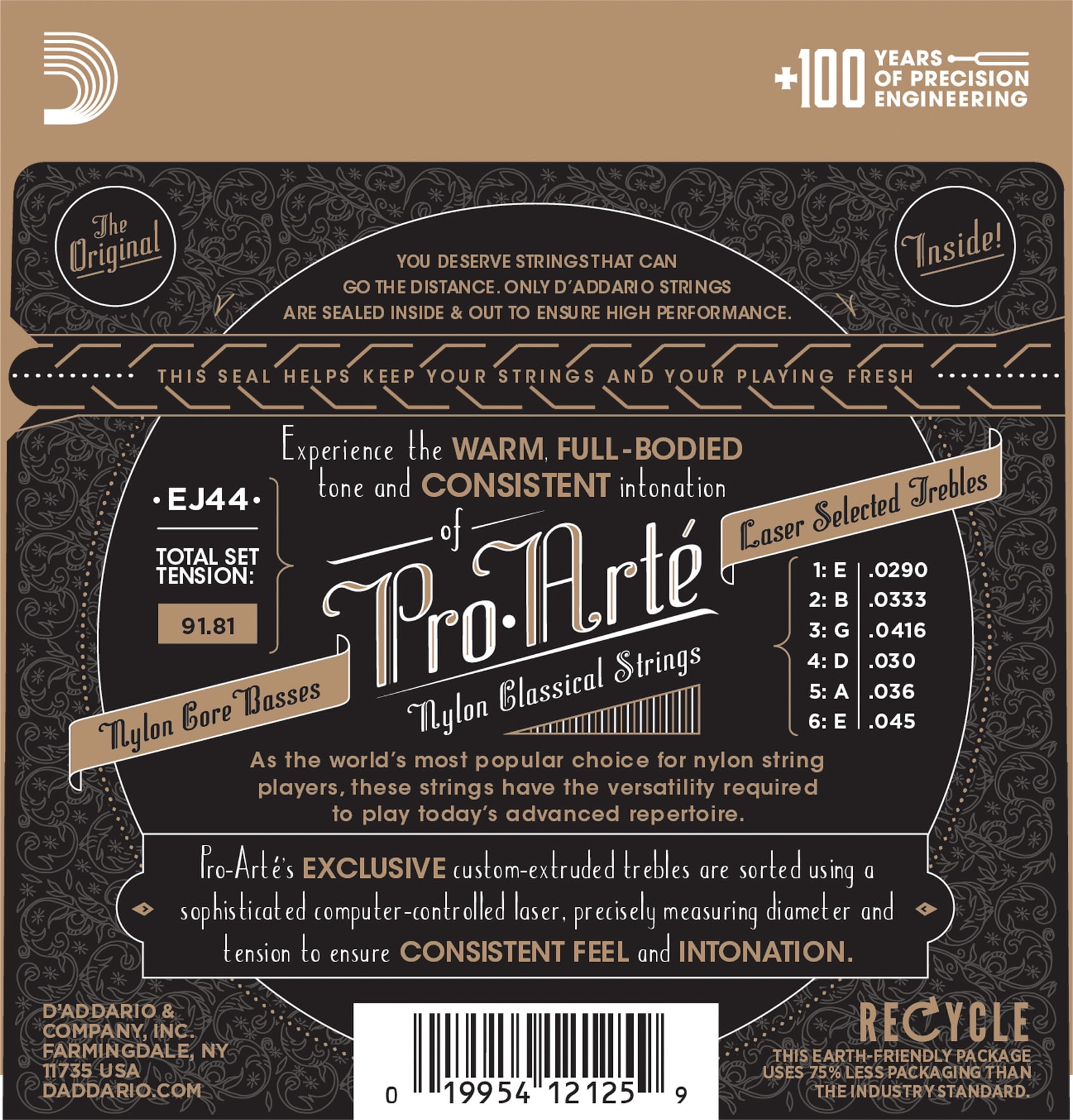 D'Addario Guitar Strings  Classical 2 Pack  EJ44 Pro-Arte Nylon  Extra Hard