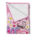 thumbnail image 2 of Love Soft Flannel Fleece Throw Blanket, I Love You Sugar Giant Heart with Big Letters Spelling Love Smiles Flowers, Cozy Plush for Indoor and Outdoor Use, 60" x 80", Pink Multicolor, by Ambesonne, 2 of 5