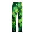 thumbnail image 3 of Fabrcox Saint Patrick Pajama Bottoms Men Slim Fit Elastic Waist Drawstring Green Shamrocks Print Sleep Pants for Men Casual Soft Wide Leg Sleepwear Pants, 3 of 6