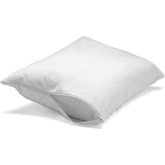 Feather/Down-Proof, 100% Cotton, Pillow Protector - Reduce Pokes with Hypoallergenic, Breathable, Machine Washable, Quiet, Soft Covers - Zippered Enclosure & Machine Washable (2, Queen)