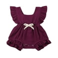 thumbnail image 1 of Baby Girls Summer Ruffle Romper Fly Sleeve Bow Cotton Jumpsuit, 1 of 6
