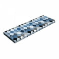 thumbnail image 1 of Geometric Bench Pad, Geometrical Diamond Shaped Lines with Various Nostalgic Fashioned Old Pattern, HR Foam Cushion with Decorative Fabric Cover, 45" x 15" x 2", Blue Black, by Ambesonne, 1 of 3