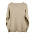 thumbnail image 4 of GBSYEWXS Sweaters For Women Warm Base Pullover Long Sleeve V-Neck Solid Color Beige Sweater, 4 of 5