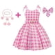 thumbnail image 1 of Disfraz de Barbi de película para niñas, vestido rosa a cuadros, ropa de fiesta para Halloween, Carnaval, 3 a 10 años, 2023, 1 of 4