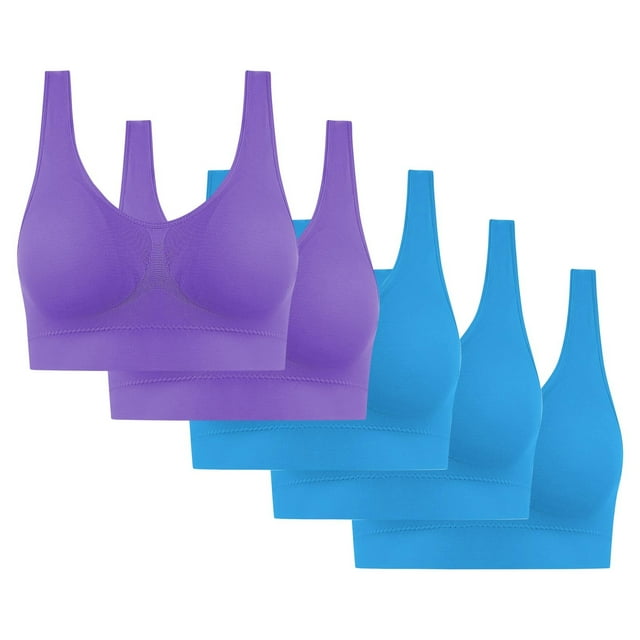 5PC Women's High Impact Sports Bra - Seamless Wireless Support | Comfortable Workout Bralette with Pad Insert Slots