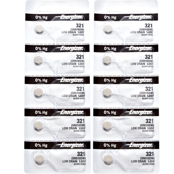 10 x Energizer 321 Watch Batteries, SR616SW Battery