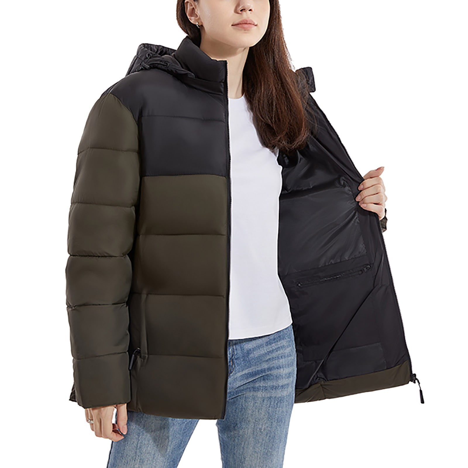 ZRGHAOYLQ Heated Jackets Unisex Windproof Outdoor Hiking Outerwear 15 Heating Area Electric Heated Jacket Skiing Thermal Hooded Heated Clothing Solid Color Full Zip Winter Coats with Hood
