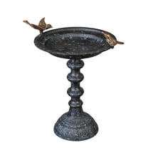 Evergreen Garden Cast Metal Bird Bath on Pedestal 20 x 19 x 15 Inches