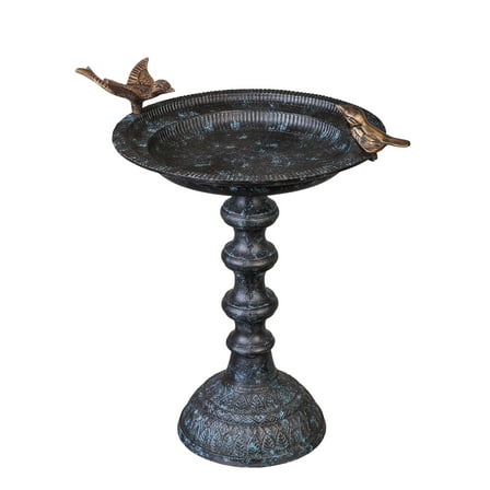 Evergreen Garden Cast Metal Bird Bath on Pedestal 20 x 19 x 15 Inches