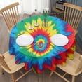 thumbnail image 3 of Colorful Rainbow Tie Dye Spiral Pattern Round Tablecloth 60"x60",Wrinkle Wipeable Table Cloth for Kitchen Dining Room Picnic Patio Party, 3 of 6