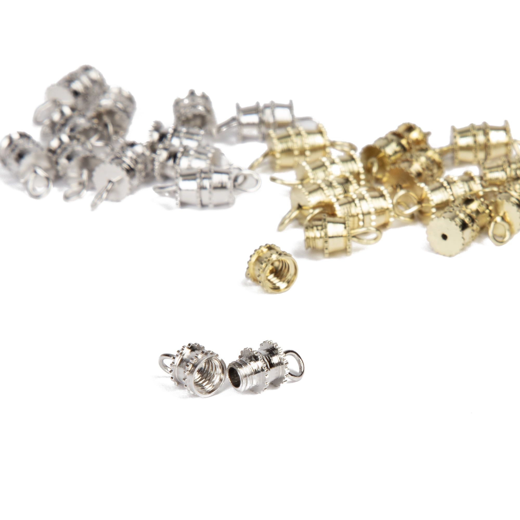 Cousin DIY Barrel Clasps, Silver and Gold Coated Metal, 24 Piece