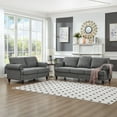 thumbnail image 2 of Modular Sectional Sofa with Hidden Storage, Upholstered Small Couch with Nailhead, Comfy Cloud Couch with Solid Wood Legs for Living Room, Grey, 2 of 8