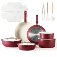 thumbnail image 1 of Carote - Juego de 20 ollas y sartenes anti-adherentes de inducción, con mango desmontable, batería de cocina para caravana, apto para horno, dorado y rojo, 1 of 5