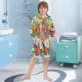 thumbnail image 5 of FORMRS Niños Bathrobe Unisex Hooded Robe Soft Plush Pajamas Sleepwear, Size 7-9T, Pink Floral Tomatoes, 5 of 7