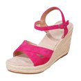 thumbnail image 7 of Platform Wedge Heels for Women Open Toe Suede Elegant Dressy Shoes with Ankle Strap Cushioned Footbed Travel Walking Footwear Hot Pink Size 9.5, 7 of 7