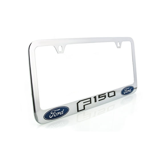 Ford F-150 Chrome Plated Brass Metal License Plate Frame Holder wide bottom engraved 2 hole