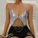 thumbnail image 3 of Camiseta sin mangas sexy con cadena metálica y pedrería para mujer, sin espalda, para fiestas y eventos nocturnos, con adornos brillantes., 3 of 6