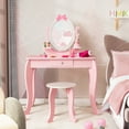 thumbnail image 3 of Costway Kid Vanity Table Stool Set with Adjustable Mirror Storage Drawer Makeup Pink, 3 of 10