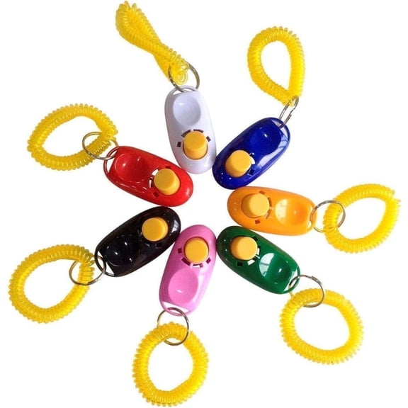 7-Pack Dog Clicker for Training with Wrist Strap Handbands, 2-Inch Multicolor Pet Training Clickers for Puppy Dogs & Cats, Effective Behavioral Training Tools with Positive Reinforcement Aids