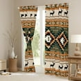 thumbnail image 3 of jejeloiu Vintage Aztec Rhombus Blackout Curtains Set of 2 (52x84 Each),Retro Geometric Triangle Window Curtains,Safari Deer Curtains and Drapes For Adults,Ultra Soft Home Decor, 3 of 6