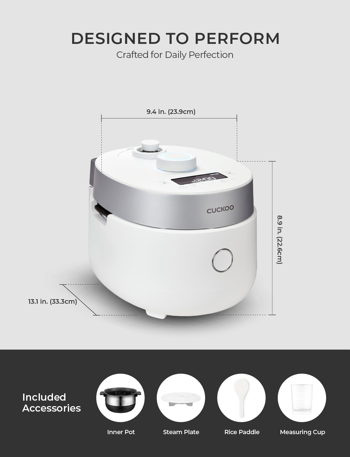 CUCKOO Twin Pressure Rice Cooker 3-Cup Uncooked / 6-Cup Cooked with Induction Heating Technology, 15 Menu Modes with Voice Guide, Small Rice Maker Multi-Cooker & Pressure Cooker (CRP-MHTR0309FW)