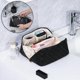 thumbnail image 3 of Large Capacity Travel Cosmetic Bag, Leather Waterproof Women Travel Makeup Bag Organizer, with Handle and Divider Flat Lay Checkered Cosmetic Bag, 3 of 5