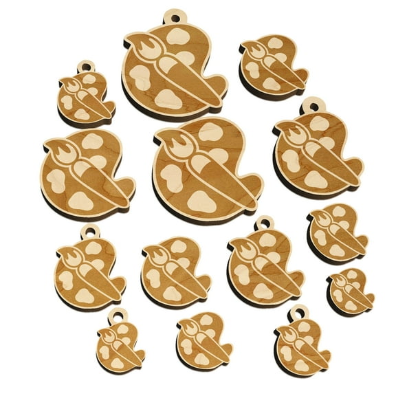 Paintbrush Artist Paint Palette Art Wood Mini Charms Shapes DIY Craft Jewelry - No Hole - 18mm (17pcs)