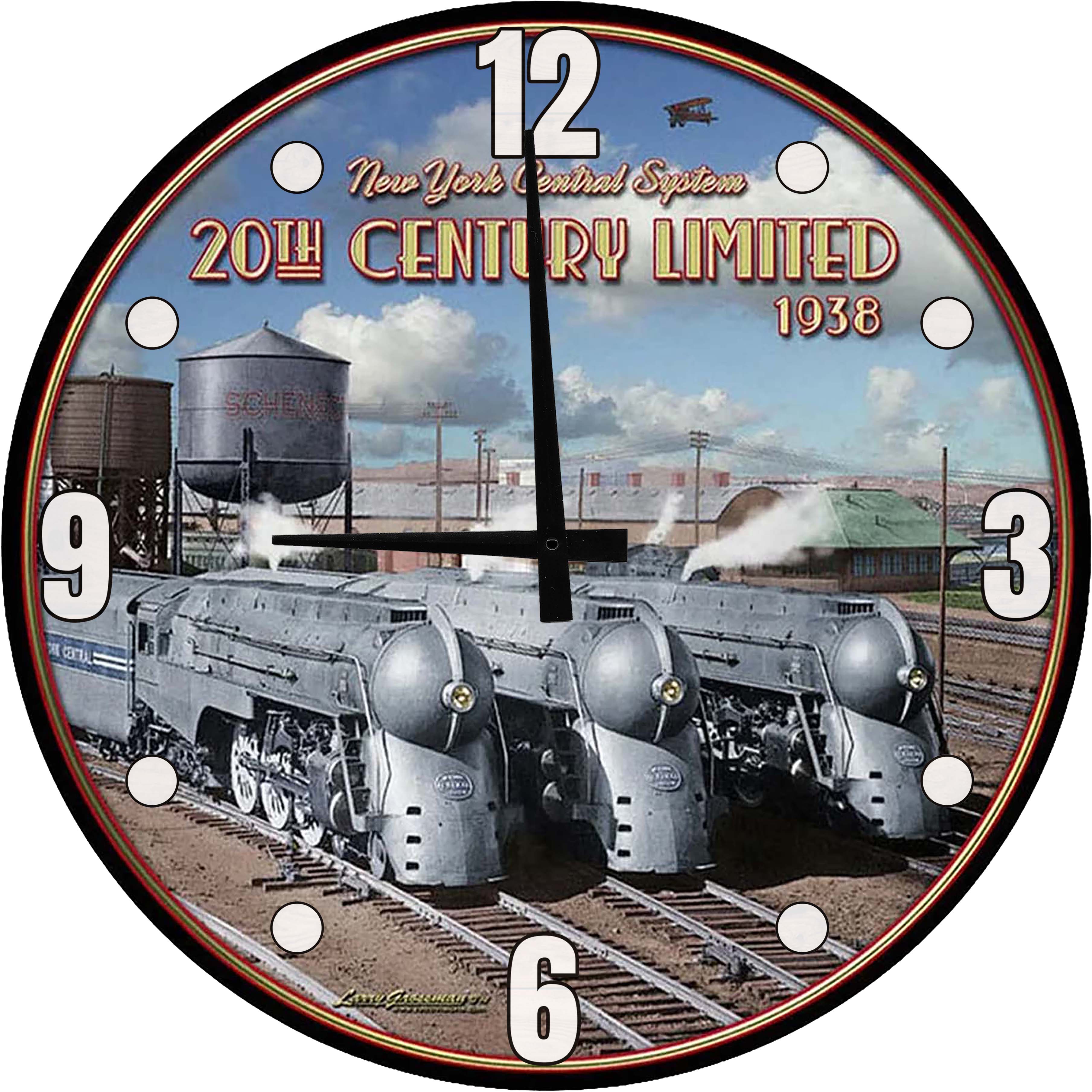 Model Train Fast Clock Wood Wall Clock Railroad Station Trains Garage Large Wall Clock 18 Inch ...