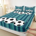 thumbnail image 4 of Erosebridal Blue Football Sport Court Full Size Sheets,Soccer Theme Boys Ball Games Bed Sheets For Kids 4 Pieces, 4 of 6