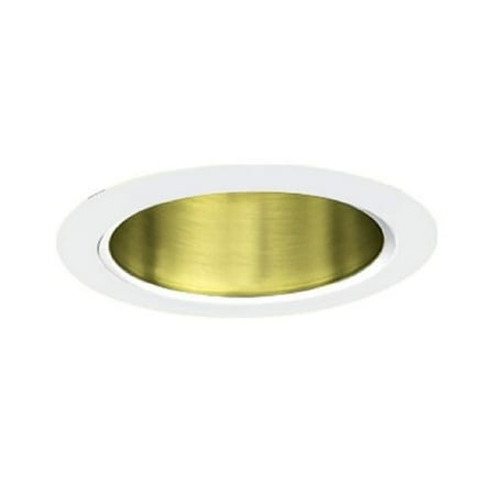Line Voltage Aperture Cone Trim 5 in. Polished Brass Finish With White Trim