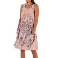 thumbnail image 2 of Drovellove 2026 Swim Cover up for Women Sleeveless Vintage Floral Print Plus Size Sundress with Pockets, Scoop Neck Loose A-Line Pocket Cotton Linen Casual Summer Dress, 2 of 5