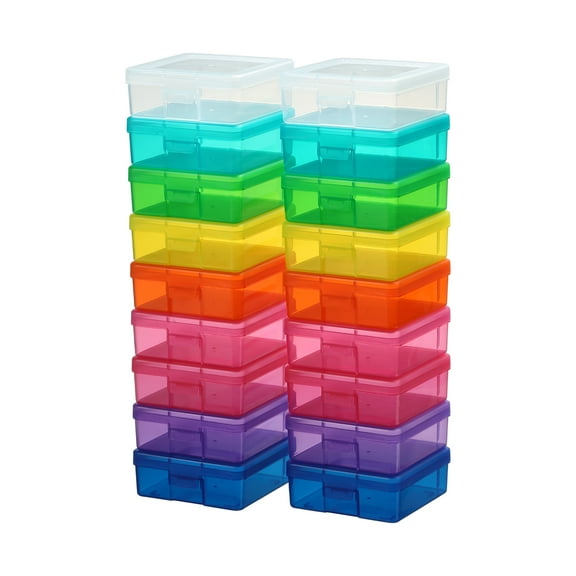 Novelinks Plastic Storage Box Containers Pencil Box, Colorful, 18 Pack