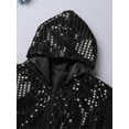 thumbnail image 7 of iEFiEL Unisex Kids Boys Girls Hip-hop Jazz Dance Costume Sequins Hooded Tops with Pant Black 4-5, 7 of 7