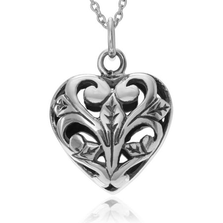 Brinley Co. Women's Sterling Silver Open Filigree Thai Heart Pendant Fashion Necklace, 18