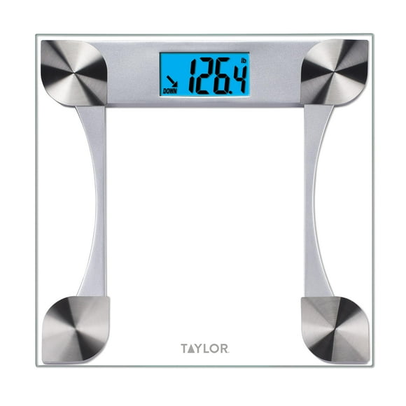Báscula digital de vidrio Taylor con seguimiento de peso, báscula de baño para medir el peso corporal, báscula digital para baño, altamente precisa, mide hasta 200 kg, funciona con pilas, compatible c