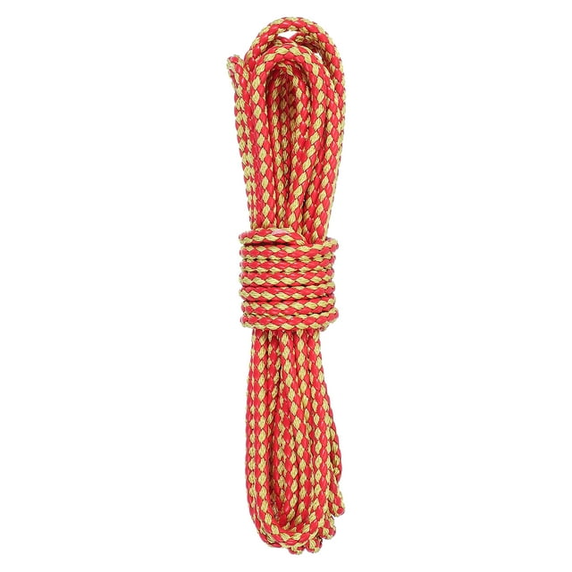 Cordón de cuero de 5.5 yardas, tiras de cuero trenzado redondas de 5.5 mm, cuerda plegada para manualidades, fabricación de joyas, collares, pulseras, cinturones, Rojo+Amarillo