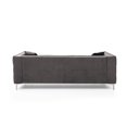 thumbnail image 4 of 2 Pieces Sectional Sofa Couch Set, Modern Velvet Tufted Upholstered Living Room Sofa Set with 3 Seater Sofa and Loveseat with Metal Legs & Jeweled Button & Copper Nails, 4 Pillows Included, Grey, 4 of 7