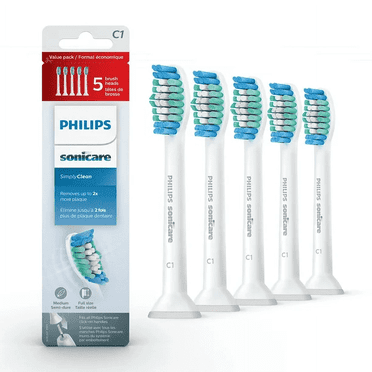 Sonicare Brush Heads C1 Compatible with Philips Sonicare Simply Clean Replacement Toothbrush Heads,5PC White