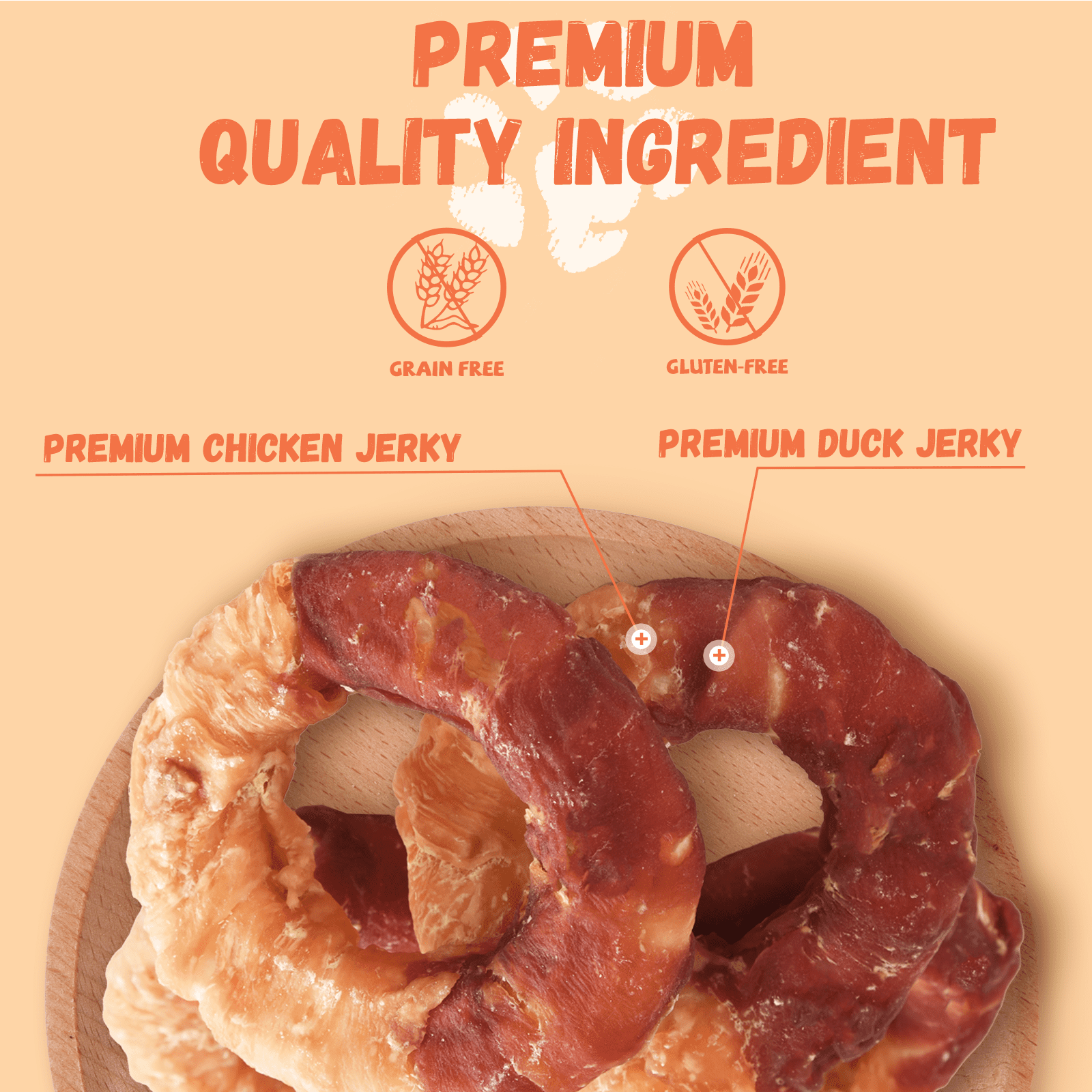 (2 pack) Pawmate Chicken & Duck Wrapped Rawhide Donut, Long Lasting Chews for Medium Large Dogs, 4 Count