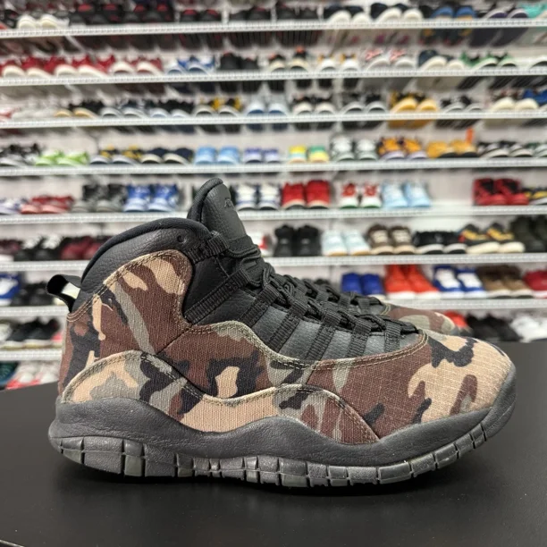 Ni - ke Ni - ke Air Jordan 10 Retro Woodland Camo Shoes 310805-201 Men’s Size 9.5