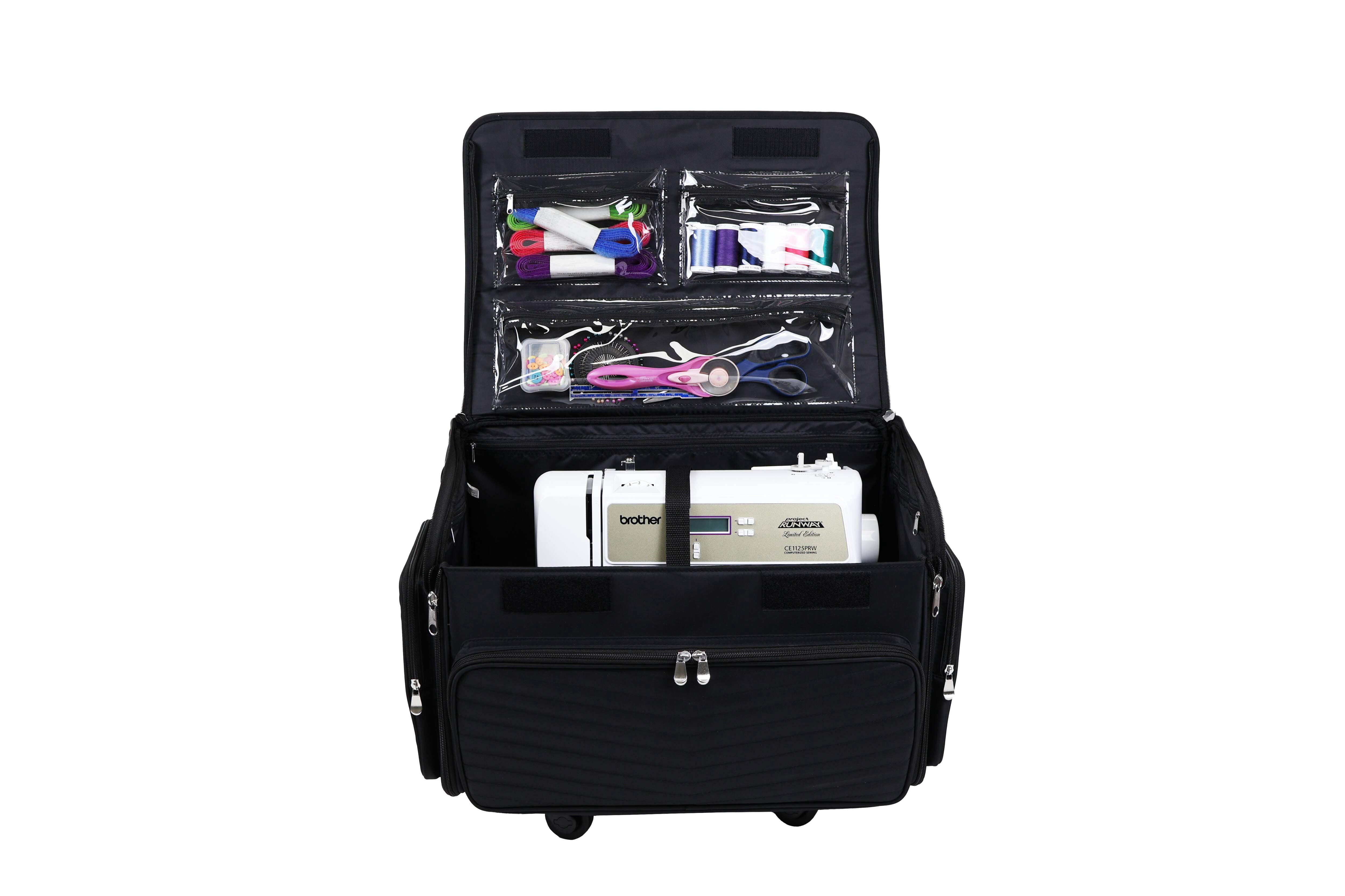 Everything Mary XL Rolling Craft Tote Sewing Machine Case - Portable Organizer for Sewing, Quilting, Scrapbooking, Embroidery & Jewelry Supplies