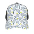thumbnail image 3 of Zufioo Tennis Rackets And Balls Print Mesh Baseball Cap, Adjustable Sport Travel Hat Accessory for Men and Women, 3 of 7