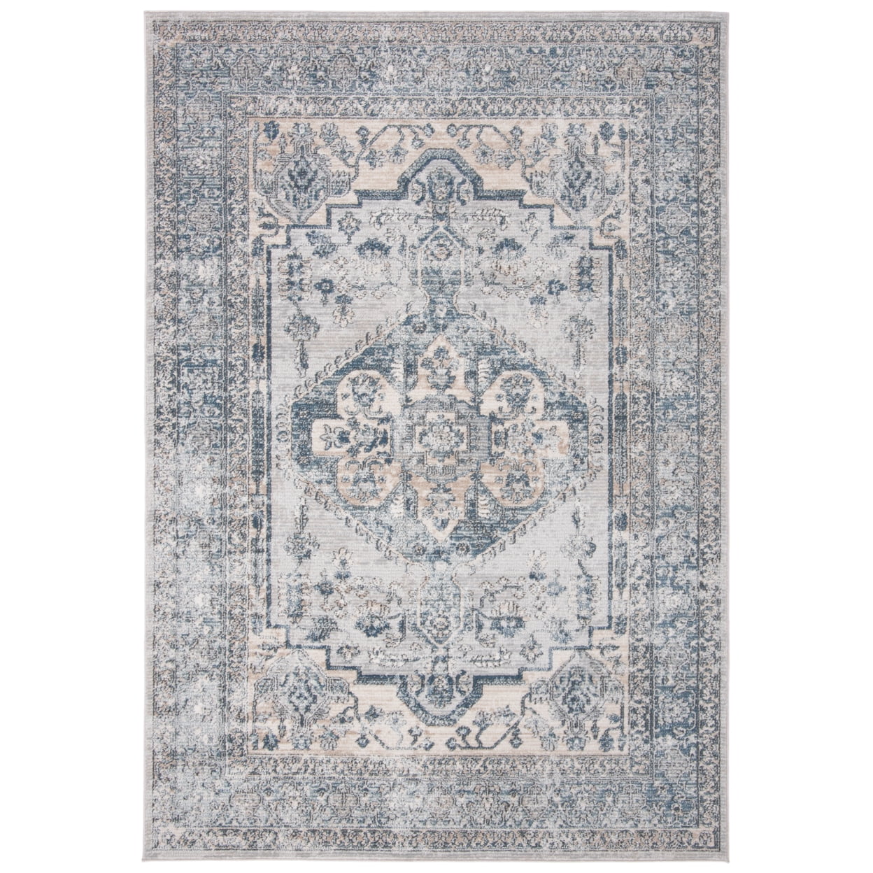 SAFAVIEH Martha Stewart Dacota Oregon Area Rug, Light Blue/Ivory, 5'1" x 7'6"