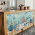 thumbnail image 6 of Teal Coastal Tier Curtains 24 Inch Length, Summer Beach Starfish Shell Coral Nautical Cafe Short Curtains for Bathroom Over Sink, Small Kitchen Curtain Light Filtering Drapes 2 Panels 27.5"Wx24"L, 6 of 8