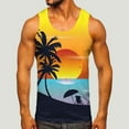 thumbnail image 2 of Caqnni Mens Tank Tops Big and Tall, Men's Floral Tank Top Sleeveless Tees All Over Print Casual Sport T-Shirts Hawaii Beach Vacation(Yellow,XL), 2 of 5