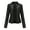 Black, variant on jsaierl New Ladies Slim Leather Stand-Up Collar Zipper Stitching Solid Color Jacket
