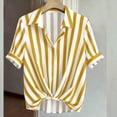 thumbnail image 6 of hoksml Women's Striped Blouse, Collared V Neck Short Sleeve Shirt, Twist Front Casual Daily Office Wear Top, 6 of 9