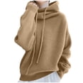 thumbnail image 2 of NTACZA Sweater for Women Thick Yellow Plus Size Hooded Sweater Cozy Pullover Drawstring Knit Tops Jumper for Women XL, 2 of 8