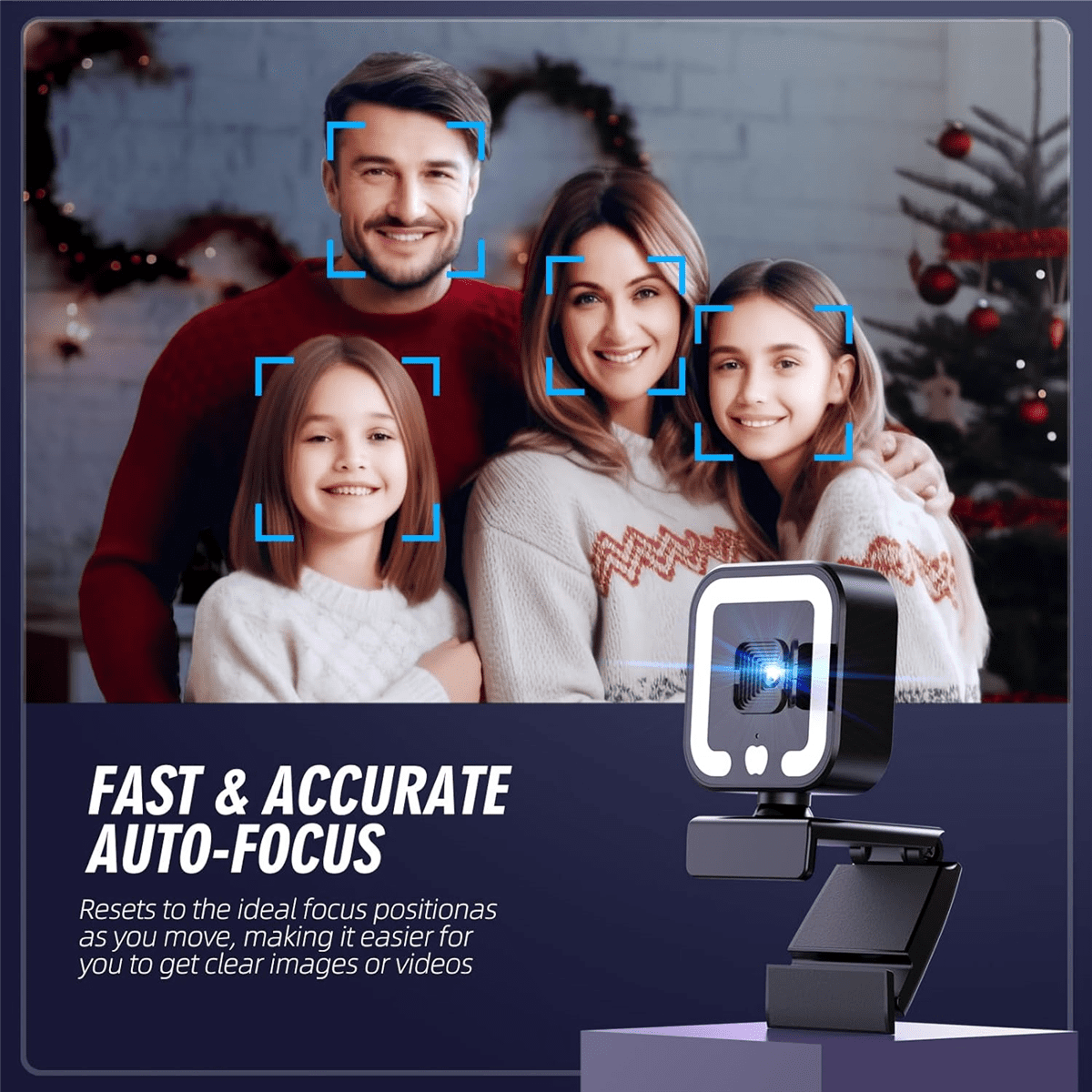 4K Webcam with Microphone and Fill Light, HD Autofocus Computer Camera for Pc Laptop Desktop Video Calling