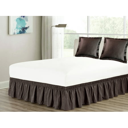 3 Piece Matching Ruffled Bed Skirt Euro Pillow Sham Pair Set Queen
